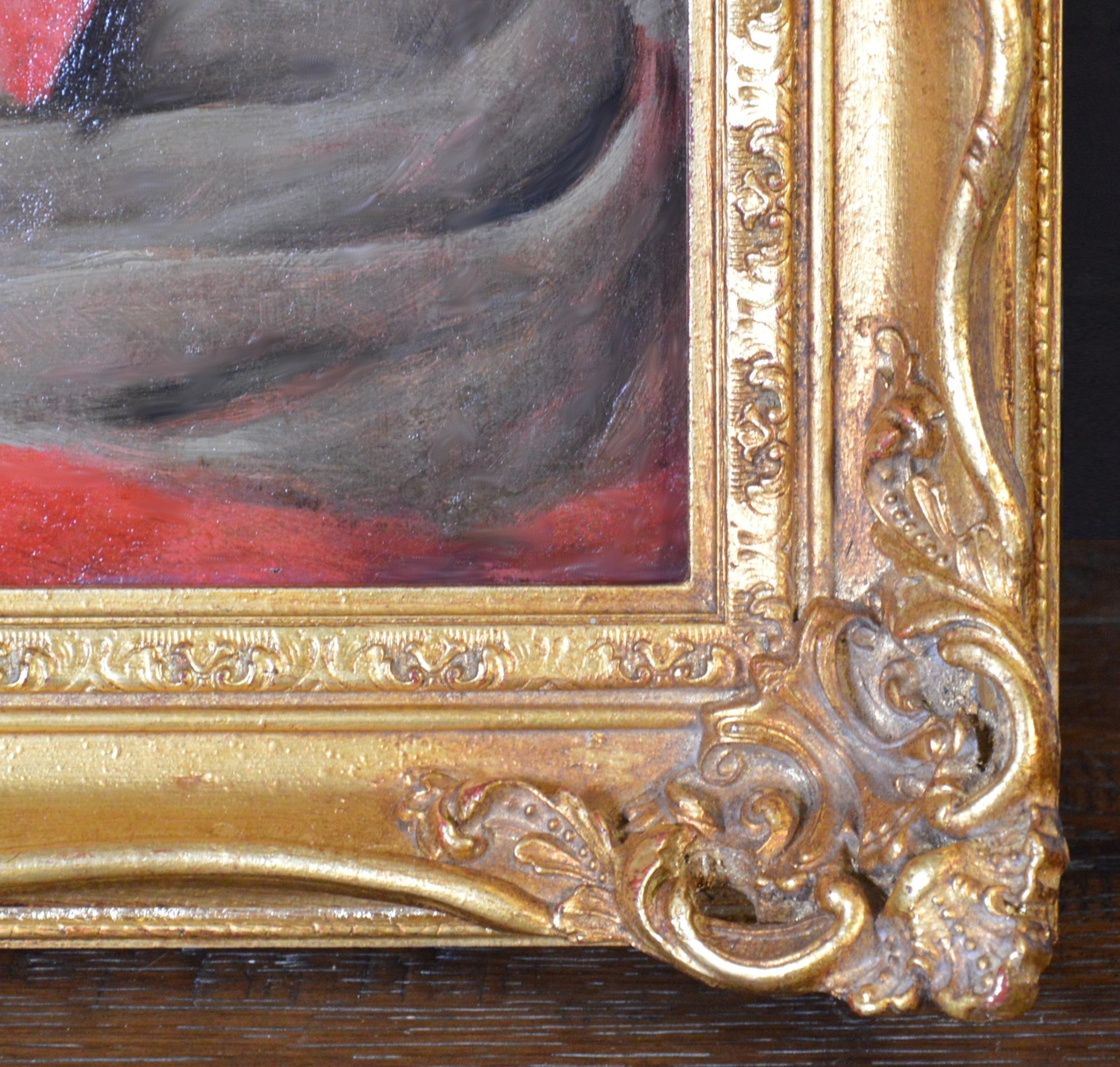 Pittura a olio del XIX secolo Ritratto di bella ragazza spagnola in estate Andalusia 6