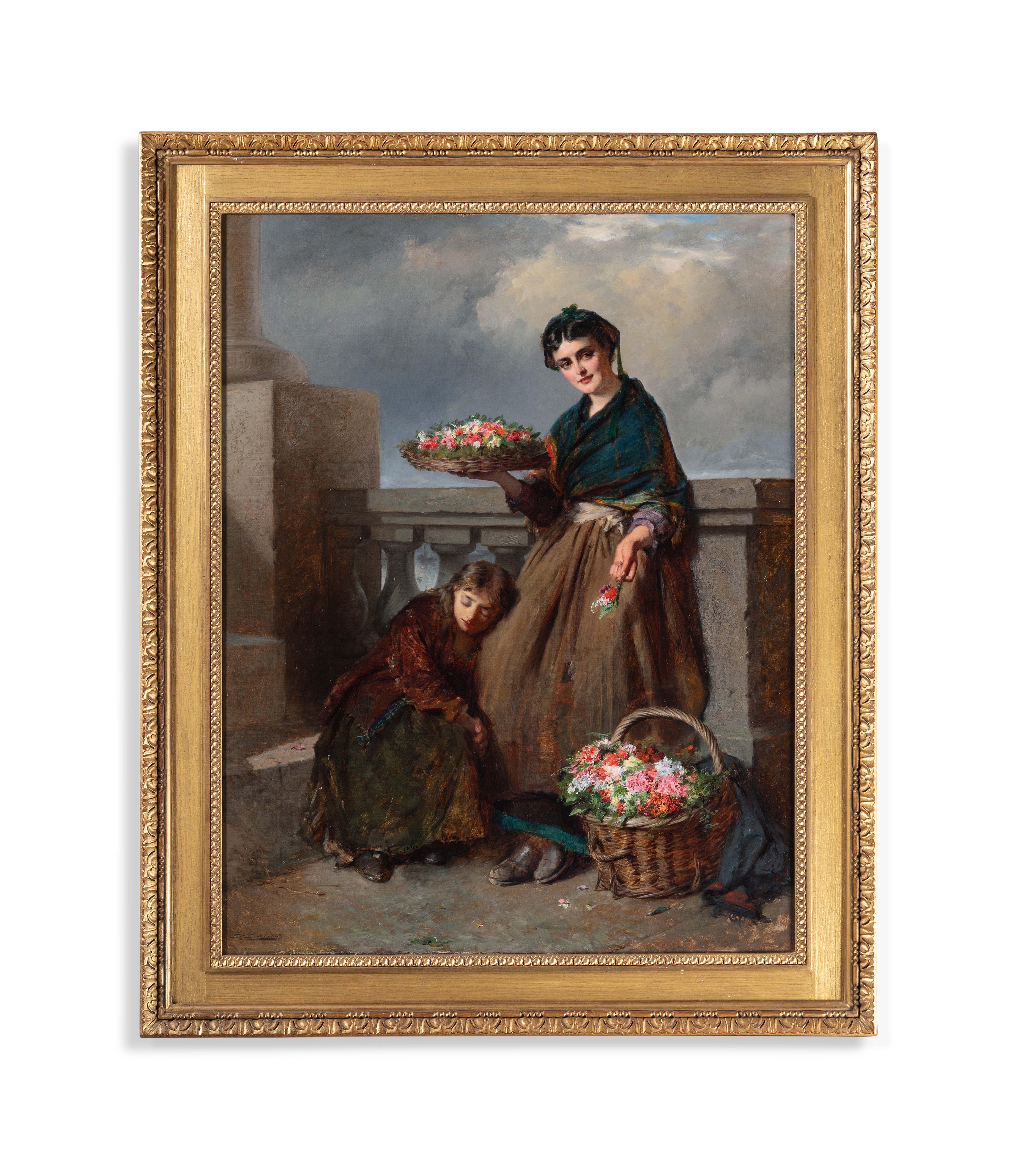 Edward Charles Barnes Figurative Painting - "Penny a posy"