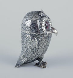 Edward Charles Brown. Rare mustard jar in the shape of an owl.