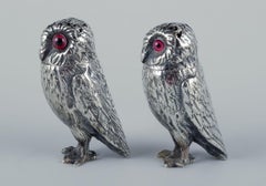 Edward Charles Brown. Rare set of salt and pepper shakers shaped like owls.