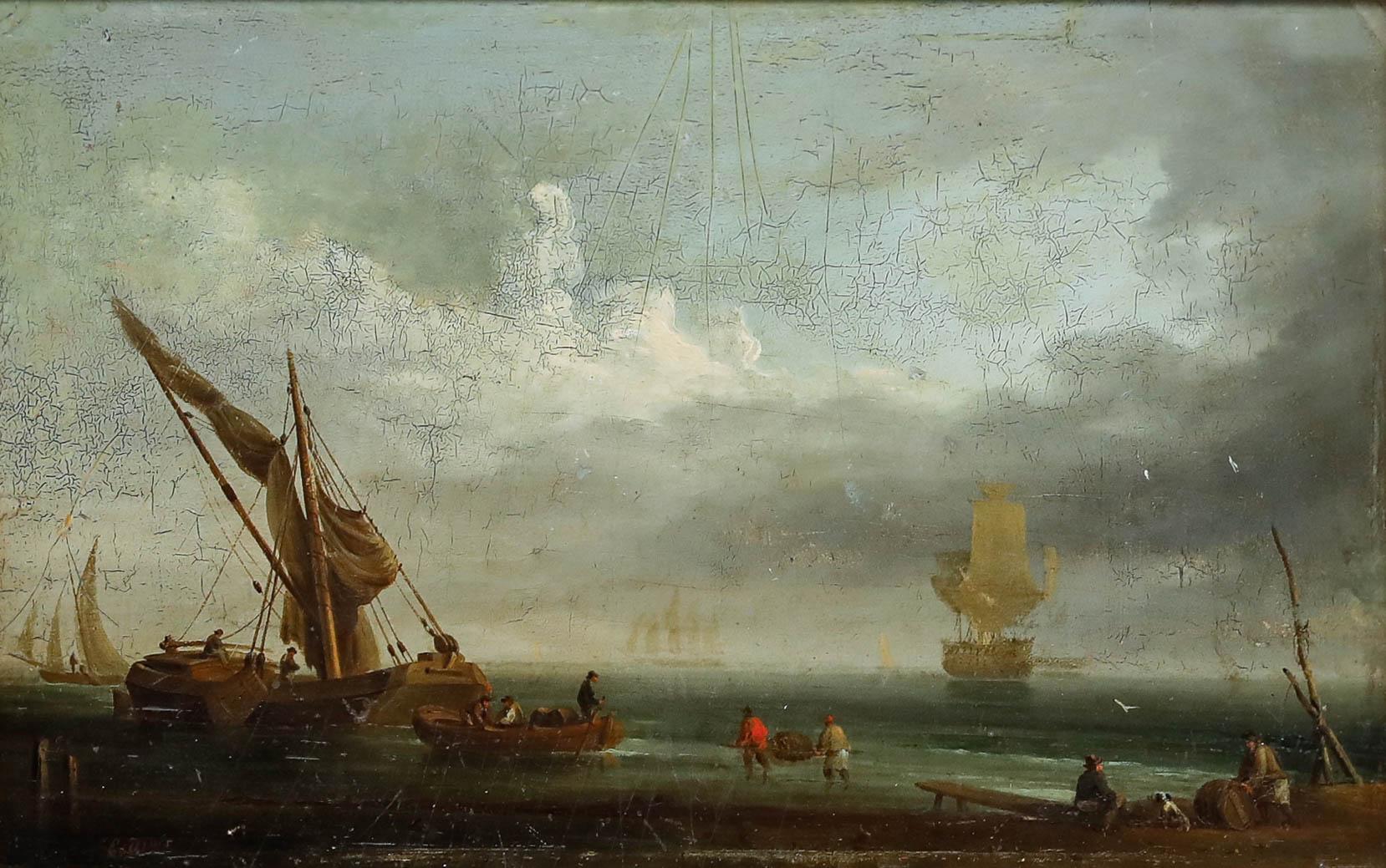 Edward Charles Williams (1807-1881) - Mid 19th Century Oil, Loading the Ships For Sale 1