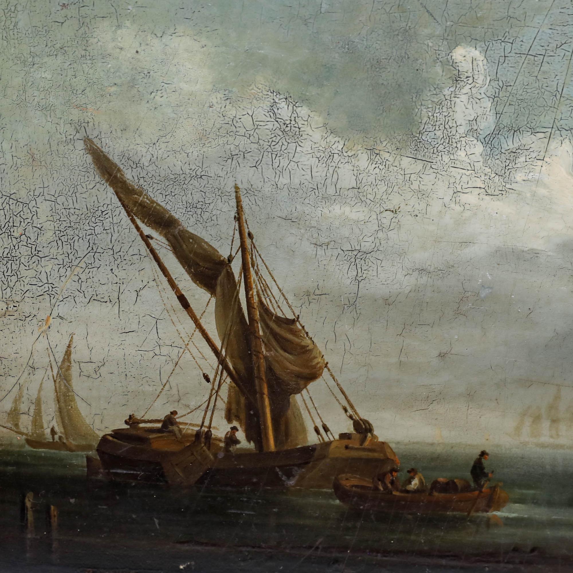 Edward Charles Williams (1807-1881) - Mid 19th Century Oil, Loading the Ships For Sale 3