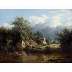 Edward Charles Williams (Attributed), Wooded River Landscape With Boathouse