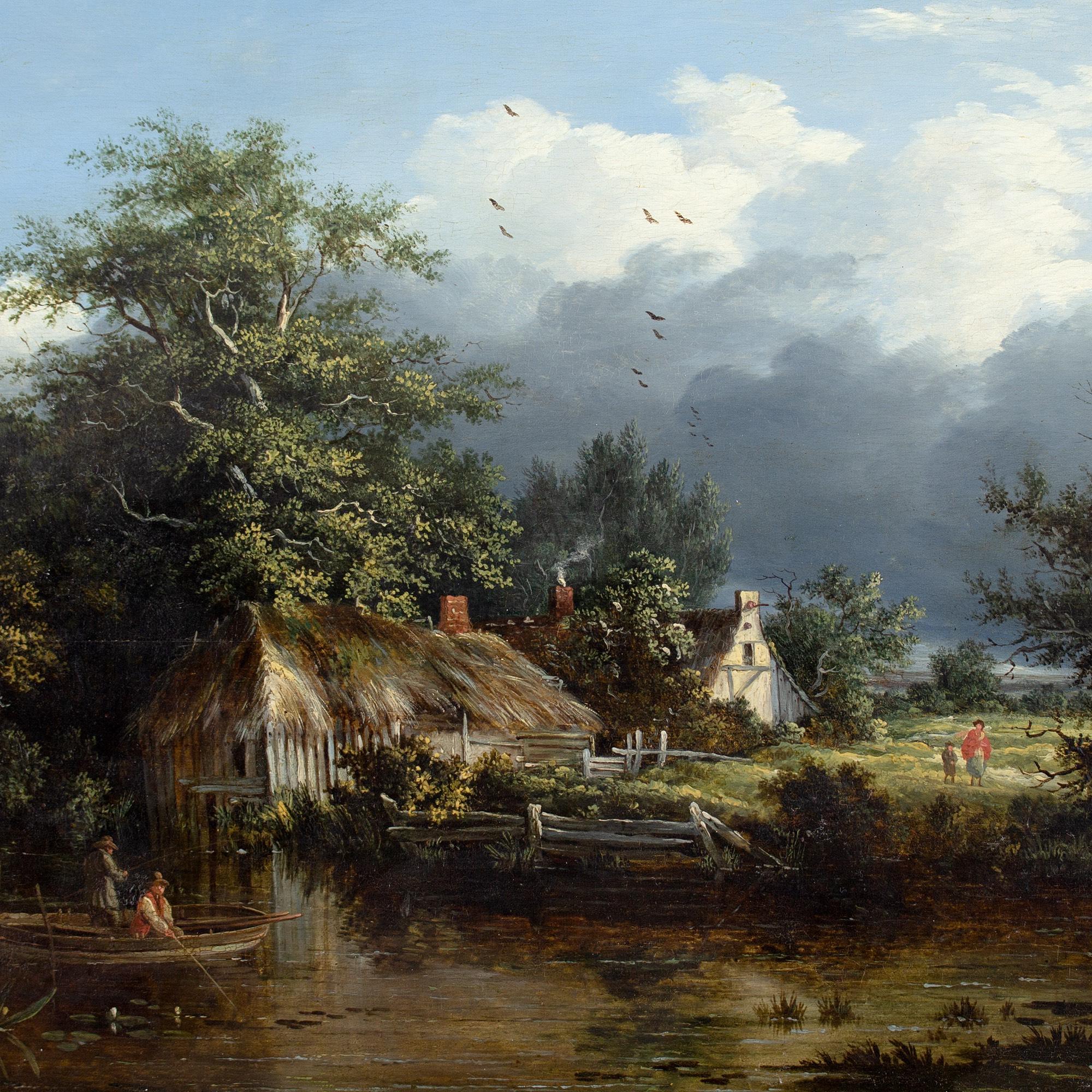 Edward Charles Williams ( attribué), paysage de rivière boisée avec bateau en vente 4