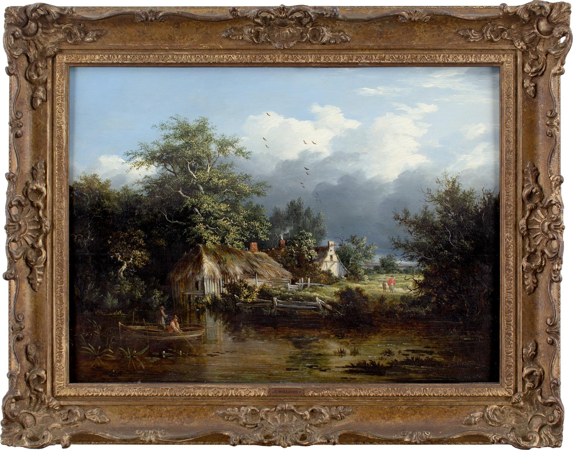 Edward Charles Williams (Attributed), Wooded River Landscape With Boathouse