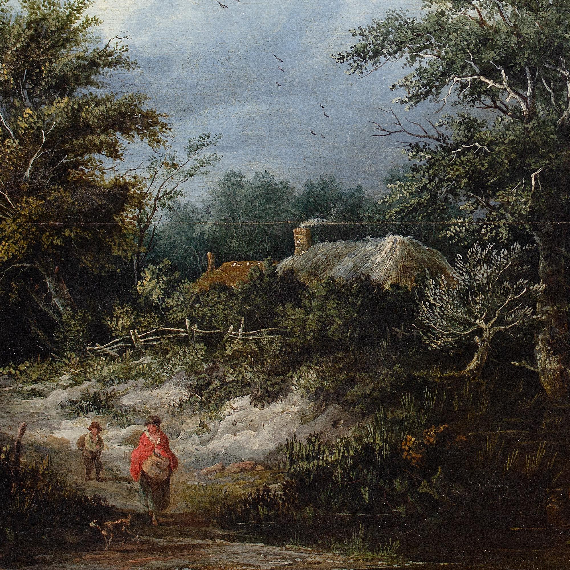 Edward Charles Williams (Attributed) Wooded River Landscape With Cottage, Fisher For Sale 7