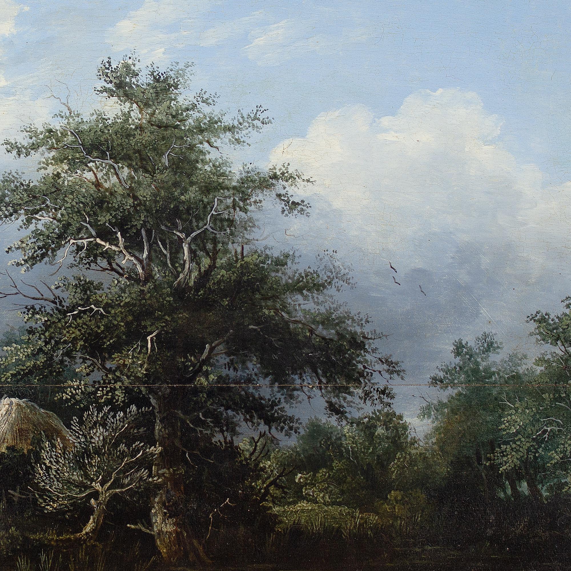 Edward Charles Williams (Attributed) Wooded River Landscape With Cottage, Fisher For Sale 8
