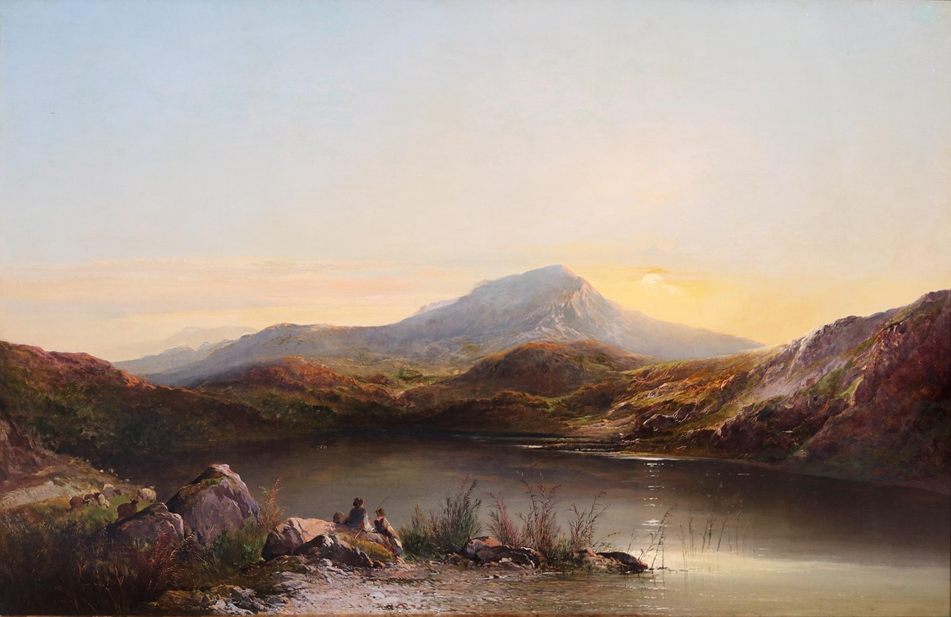 Peinture à l'huile de l'Académie royale du 19e siècle représentant un paysage de montagnes galloises sur le mont Snowdon - Victorien Painting par Edward Charles Williams