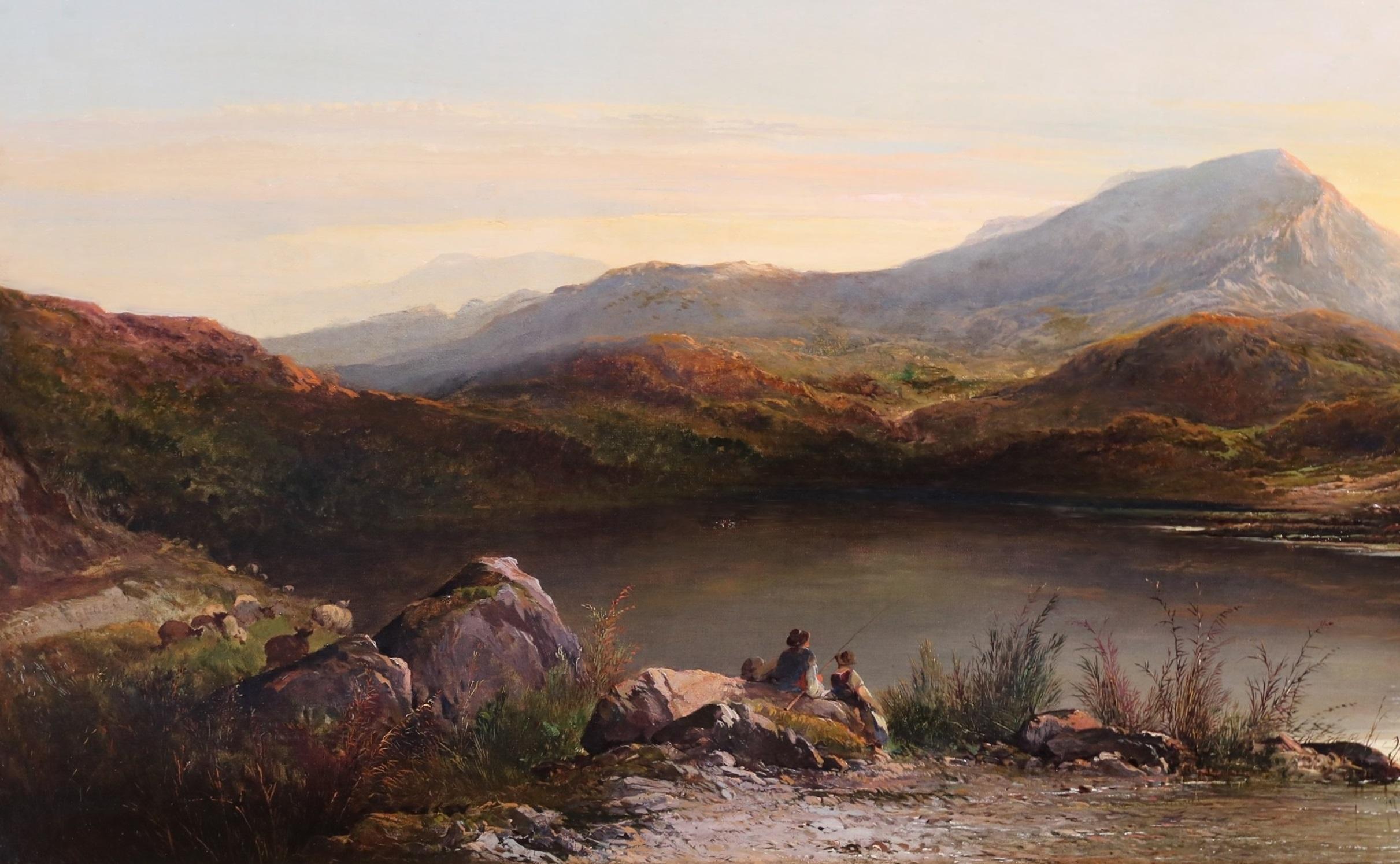 Peinture à l'huile de l'Académie royale du 19e siècle représentant un paysage de montagnes galloises sur le mont Snowdon - Beige Figurative Painting par Edward Charles Williams