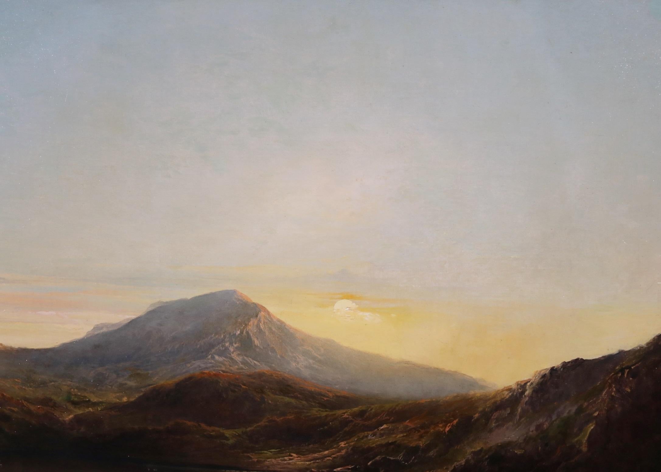 Peinture à l'huile de l'Académie royale du 19e siècle représentant un paysage de montagnes galloises sur le mont Snowdon en vente 3