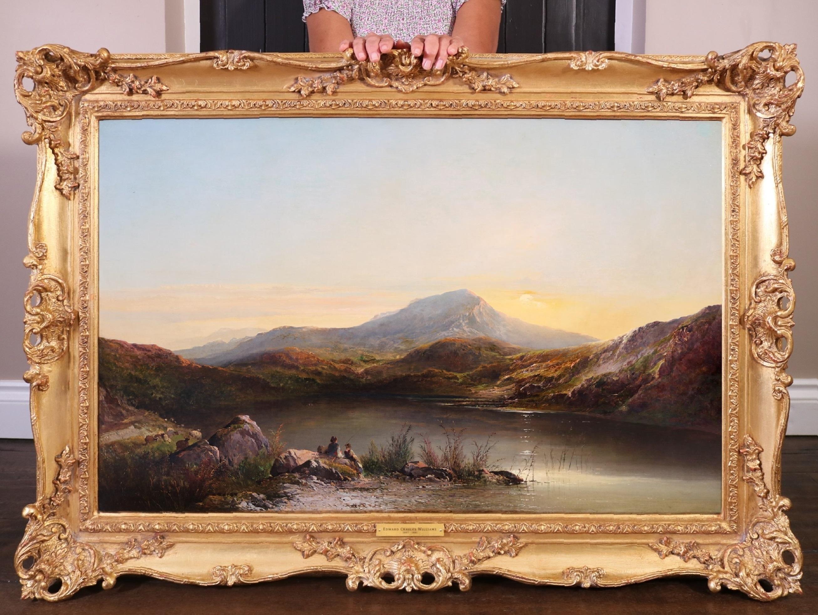Figurative Painting Edward Charles Williams - Peinture à l'huile de l'Académie royale du 19e siècle représentant un paysage de montagnes galloises sur le mont Snowdon