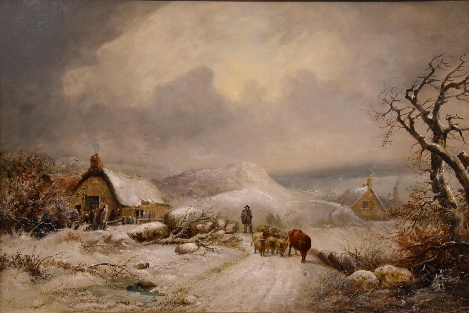 Ölgemälde von Edward Charles Williams „Droving Home on a Winters Eve“, Ölgemälde im Angebot 1