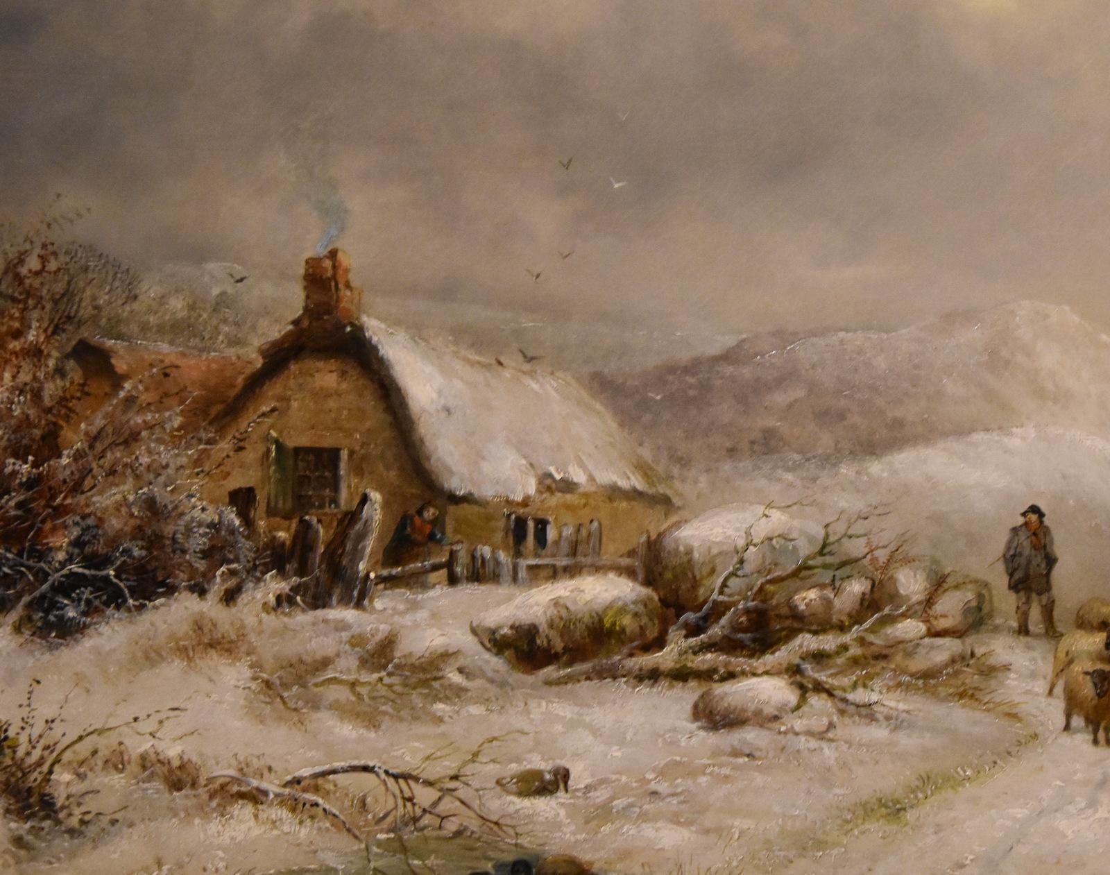 Ölgemälde von Edward Charles Williams „Droving Home on a Winters Eve“, Ölgemälde im Angebot 3