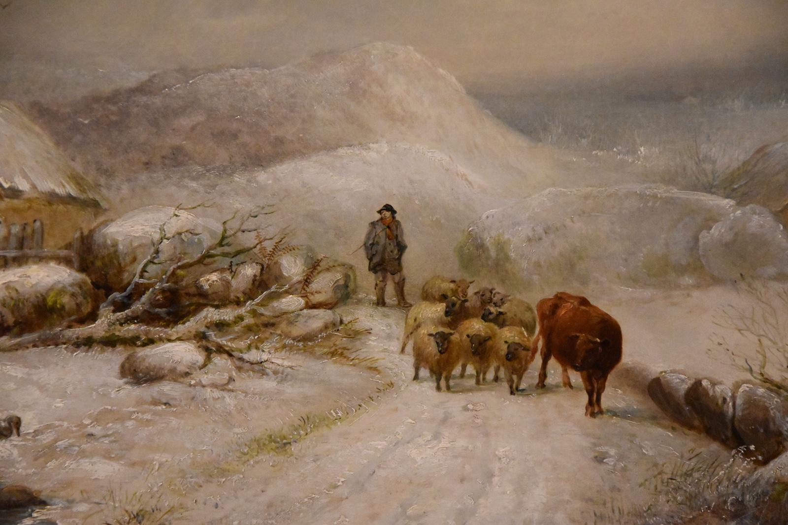 Ölgemälde von Edward Charles Williams „Droving Home on a Winters Eve“, Ölgemälde im Angebot 4