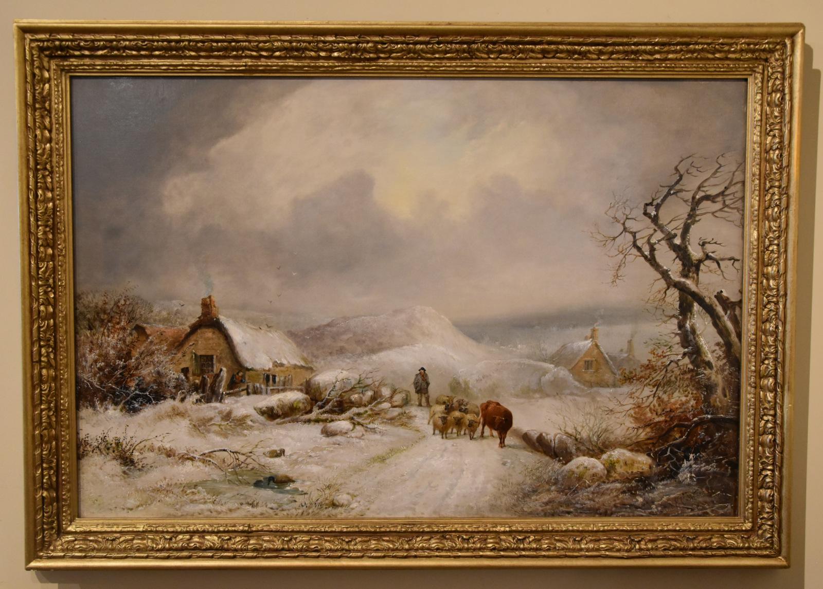 Peinture à l'huile d'Edward Charles Williams "Droving Home on a Winters Eve".
