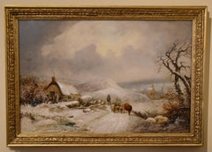 Oil Painting by Edward Charles Williams "Droving Home on a Winters Eve"