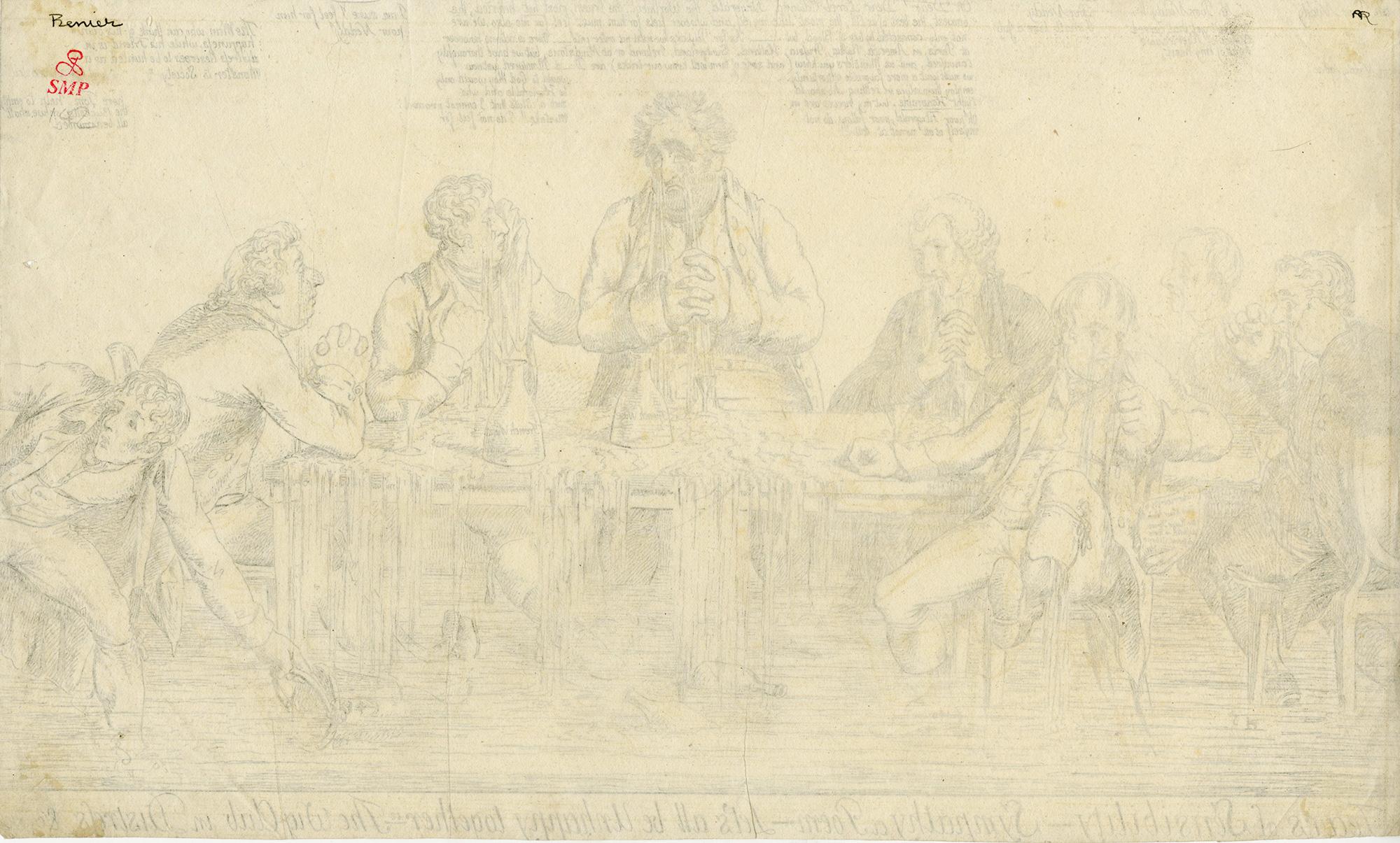 Larmes de sensibilité -Sympathie, un poème - Soyons tous malheureux ensemble. Club de perruques - Print de Edward Charles Williams
