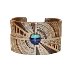 Edward Charlie Bijoutier Navajo:: bracelet en sterling avec Lapis et Turquoise