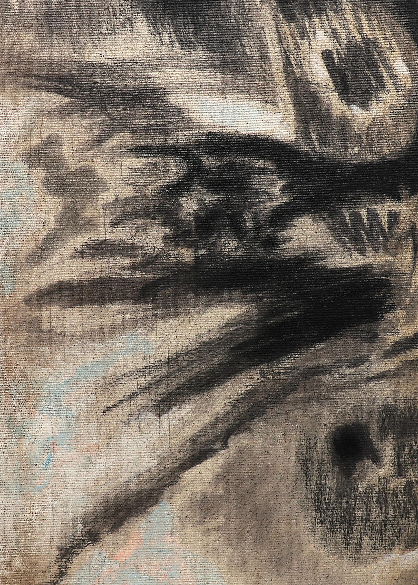 Minimalistisches Schwarz-Weiß-Abstraktes Ölgemälde von Edward Chavez, Mid-Century, 1970er Jahre im Angebot 6