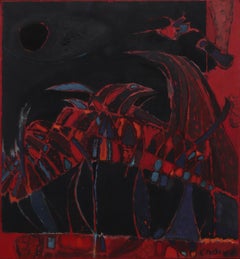 Eduardo Chavez Postwar Abstraction Bird Motif Oil Painting c 1980