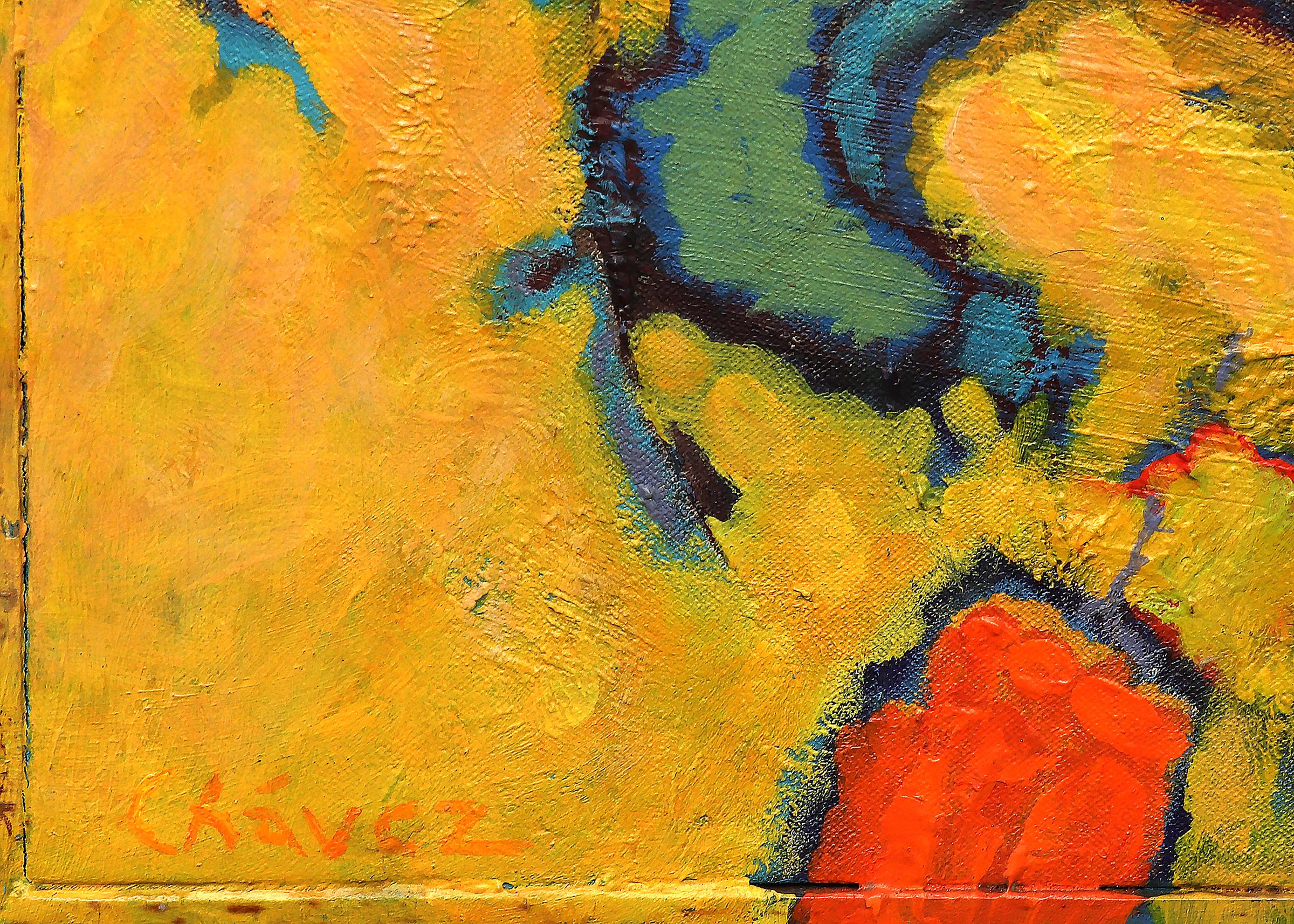 Mojave II, 1970s Abstract Acrylic Painting, Yellow Orange Purple Green Brown 1