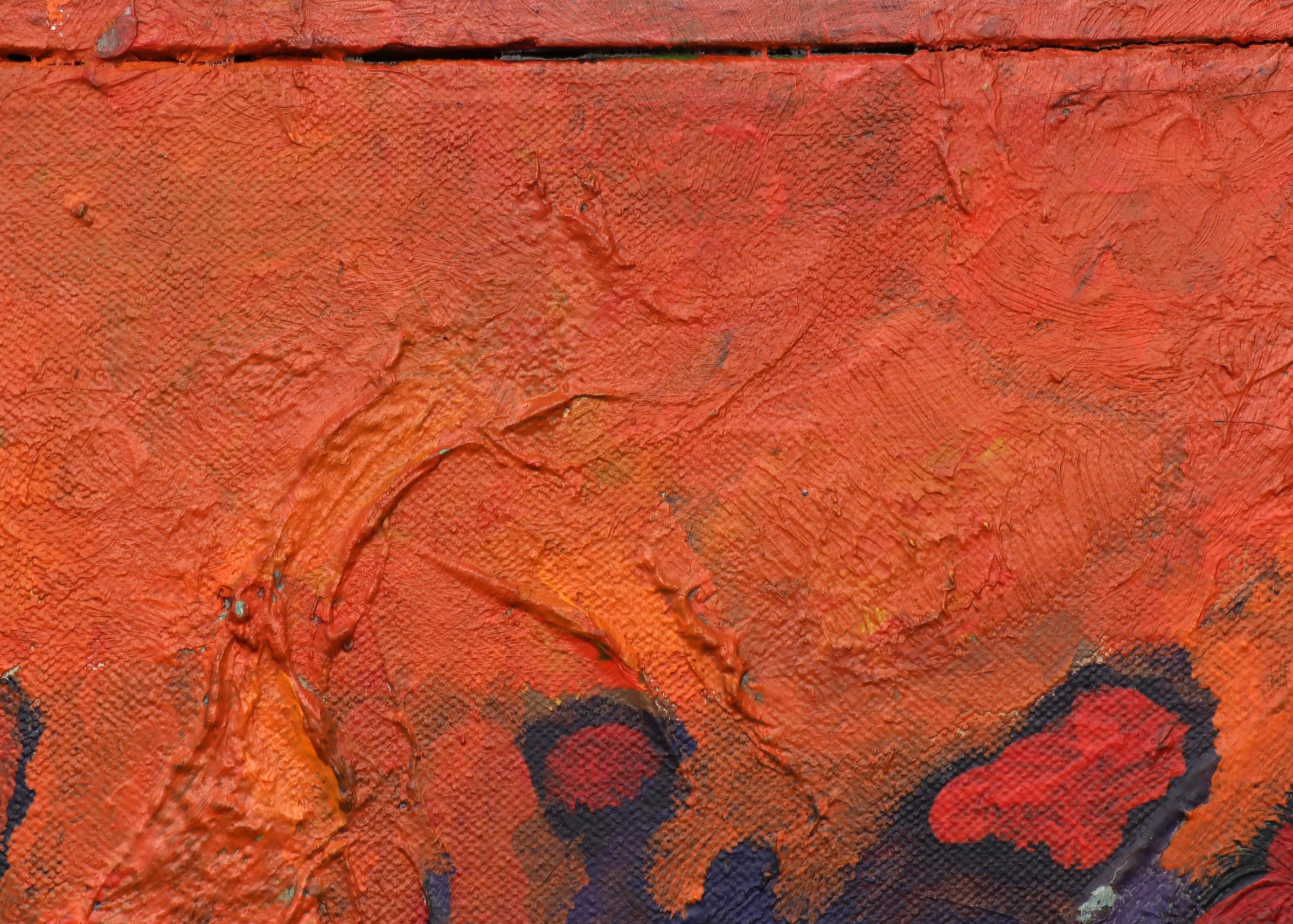 Mojave II, 1970s Abstract Acrylic Painting, Yellow Orange Purple Green Brown 2