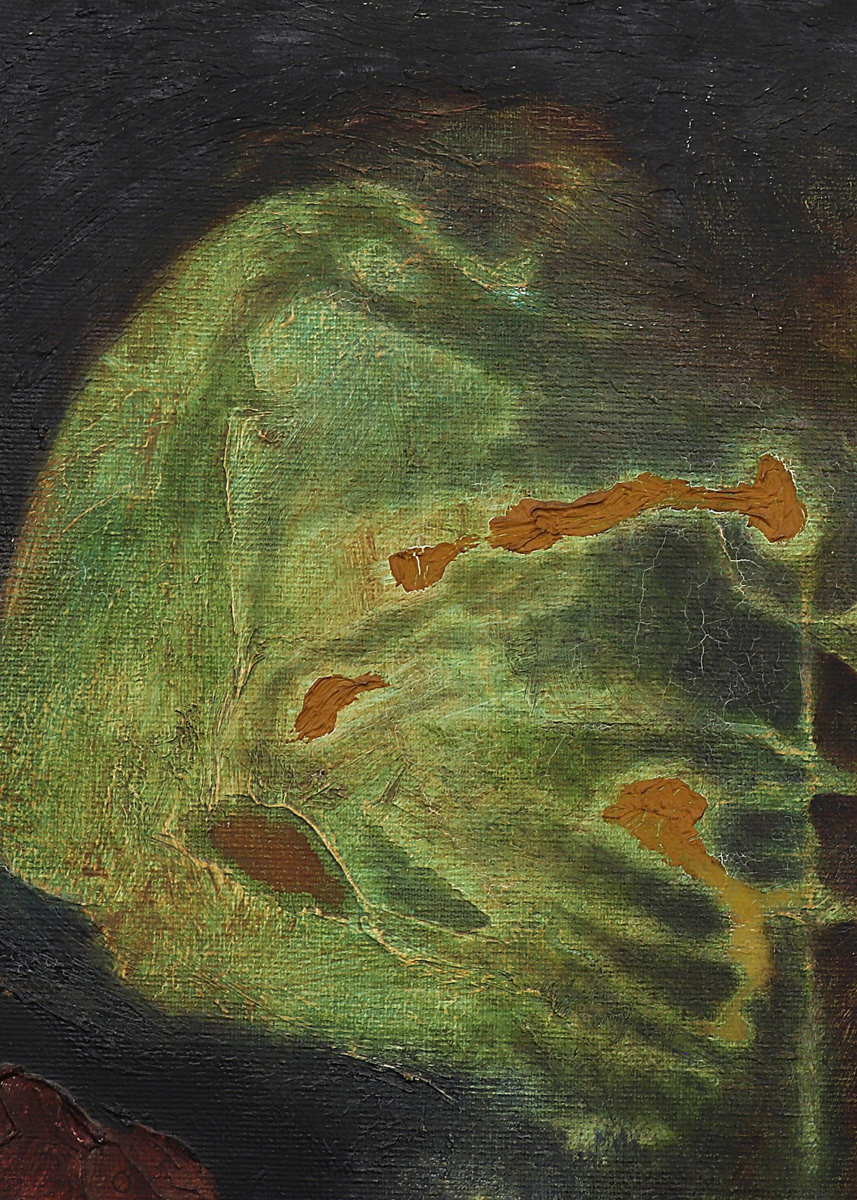Paesaggio primordiale, pittura ad olio astratta originale firmata con tonalità Jewell - Painting Astratto di Edward Chavez