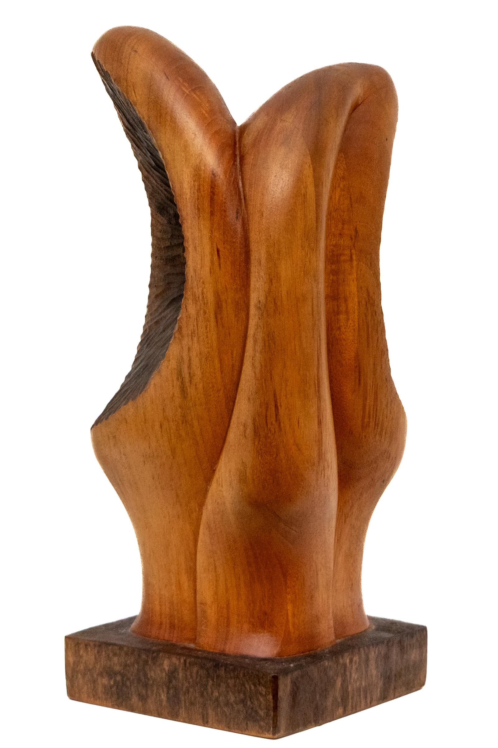 Moderne Biomorphe geschnitzte Holzskulptur aus der Mitte des Jahrhunderts, Tischplatte, abstrakte Kunst (Braun), Abstract Sculpture, von Edward Chavez
