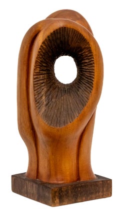 Vintage Midcentury Modern Biomorphic Carved Wood Sculpture, Table Top Abstract Art