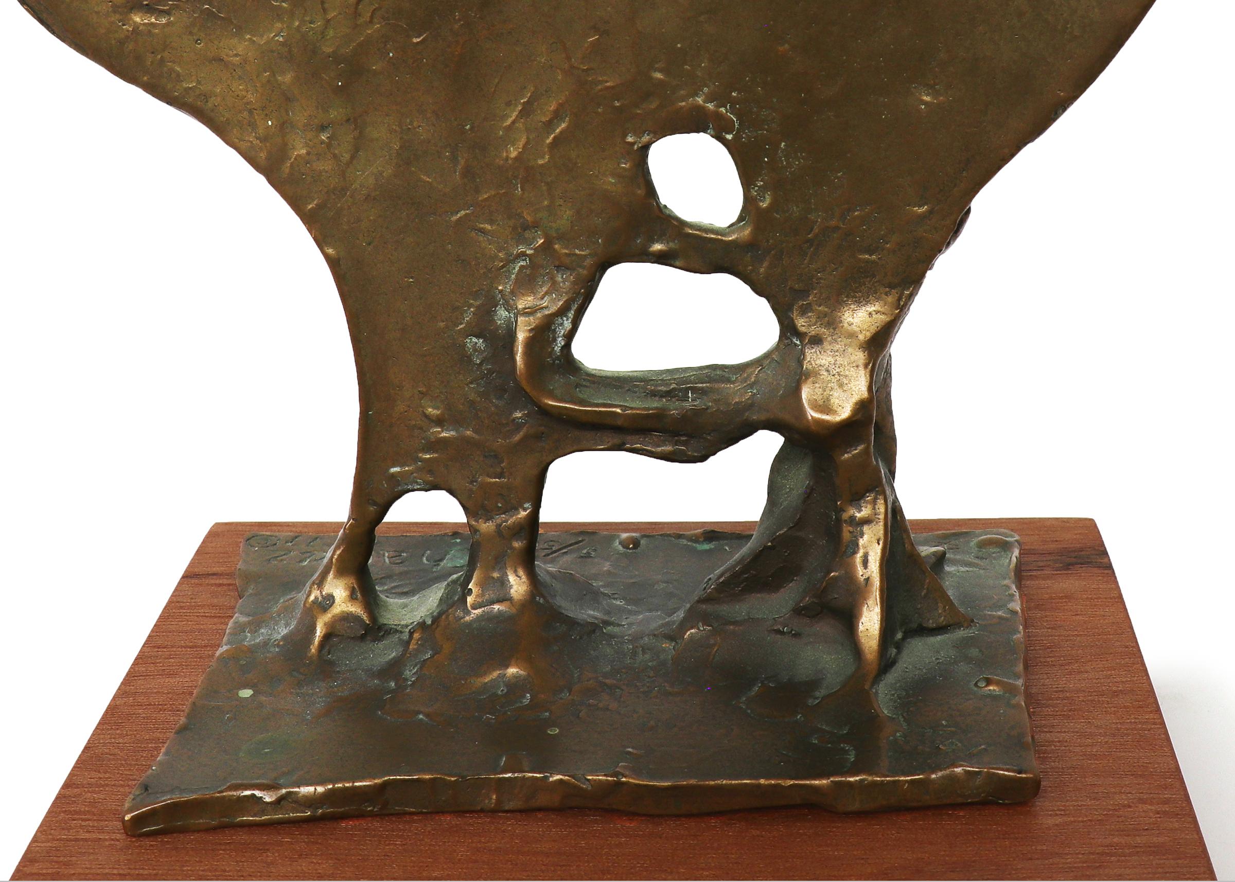 Ouray; (5/50) 1970s Bronze Abstract Sculpture on Wooden Base, American Modern 4