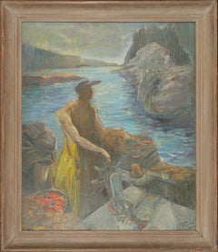 Break of Day, Lobsterman, ein Öl- und Eitempera-Gemälde von Edward Christiana