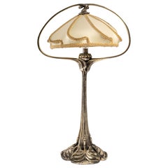 Antique Edward Colonna
s Lamp in Silvered Bronze