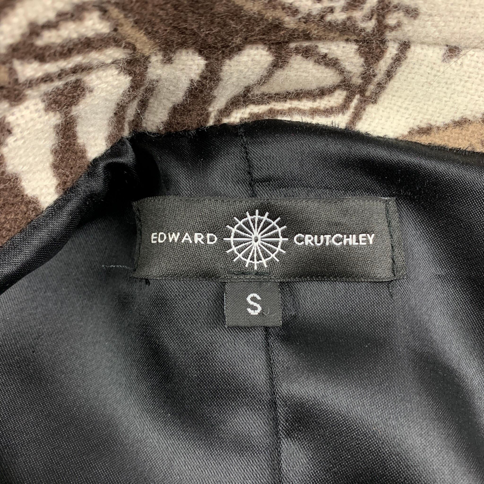 EDWARD CRUTCHLEY FW 18 Size S Brown Beige Pattern Wool Cashmere Coat 1