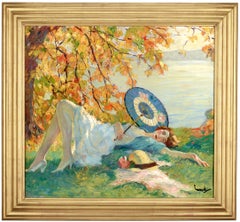 Woman Reclining by a Lake