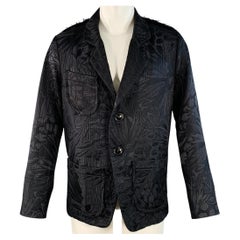EDWARD CUMING Marked 2 Black Tropical Jacquard Wool Blend Jacket