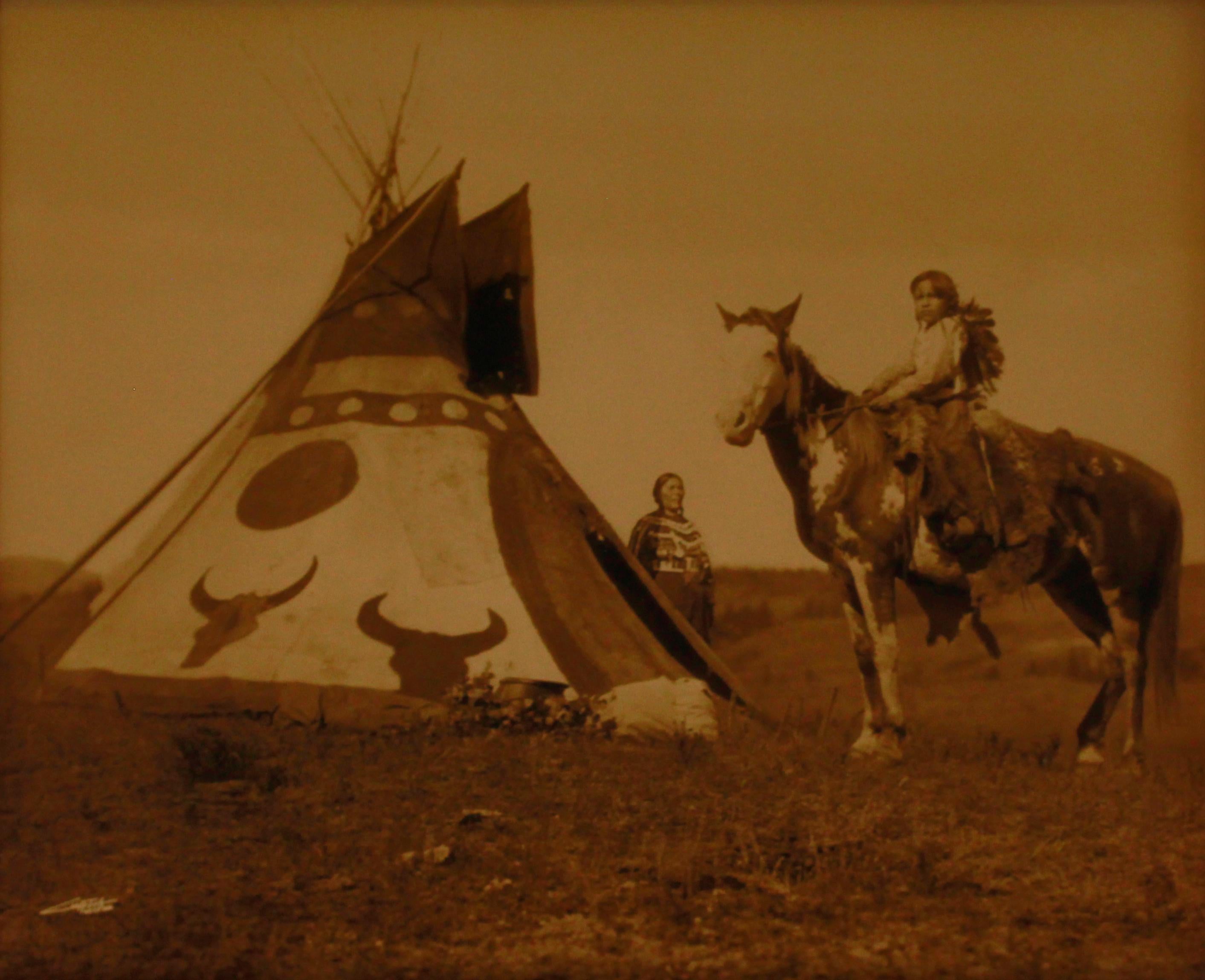 A Painted Tipi - Realist Photograph by Edward Curtis