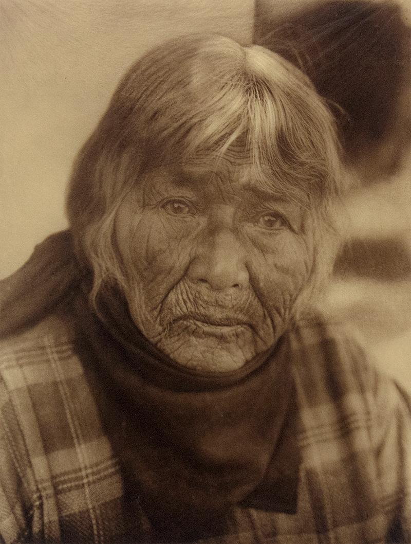 Edward Curtis Black and White Photograph - Aged Pomo Woman [Plate 488]