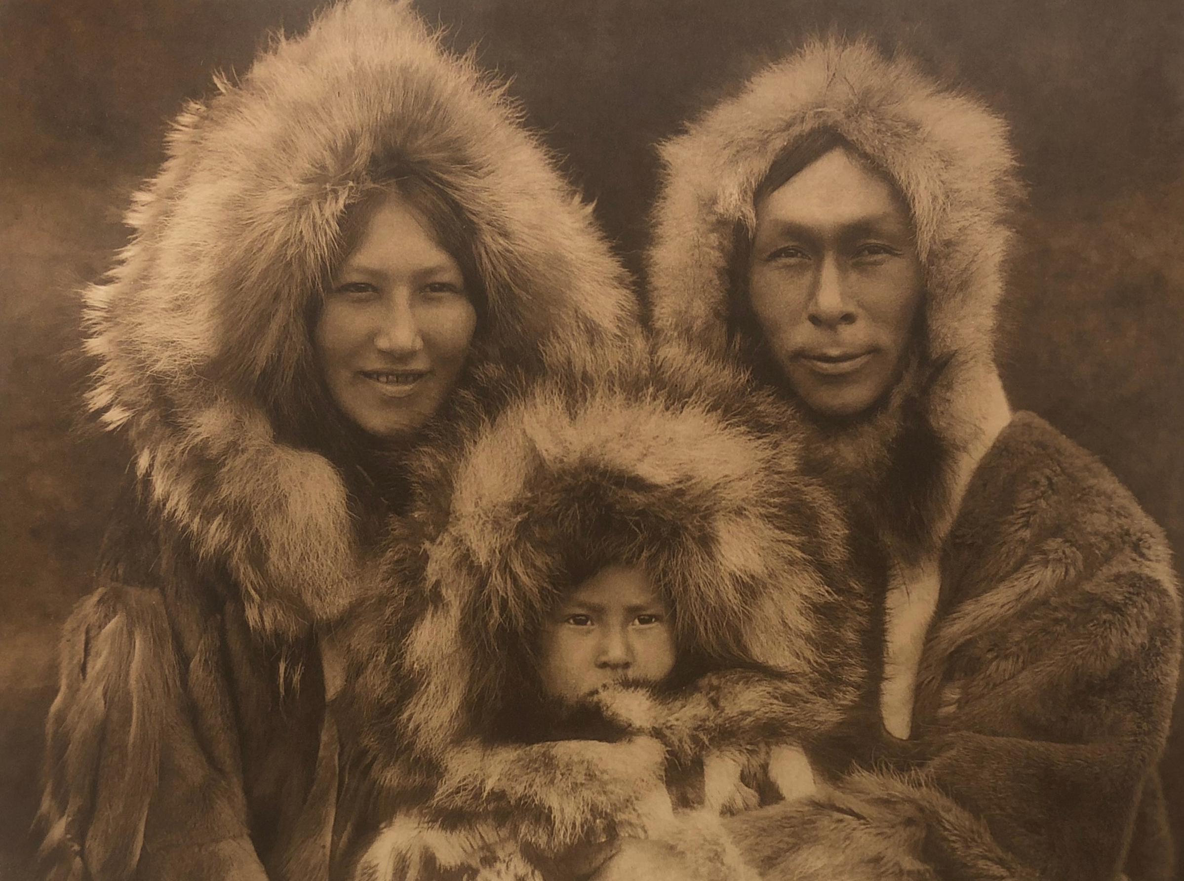 Edward Curtis, A Family Group - Noatak, Plate 717, Photogravure, from Volume 20. Plate 717. Image Size: 11.5 x 15.75. Paper size: 18 x 21.75" Typed artist name, dated, and titled on print recto. [Alaskan Eskimo family]

In the early 20th century,