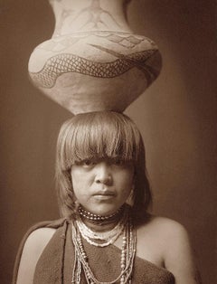 Antique Edward Curtis, Girl and Jar Portrait, San Ildefonso Pueblo, Photogravure