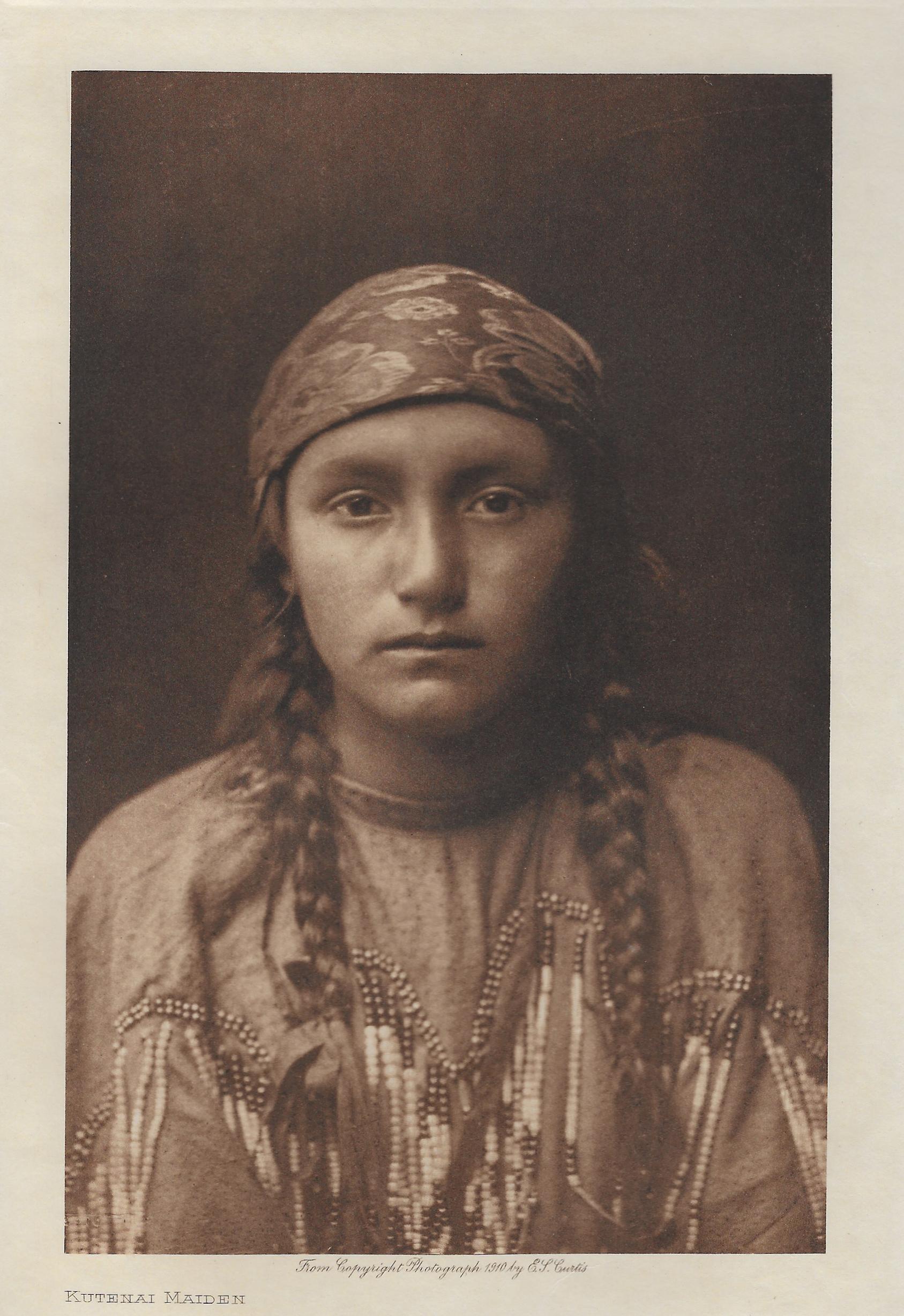 Edward Curtis, Edward Curtis, Kutenai Maiden, 1908, Photogravure. Image Size: 7.25 x 4.25

Born in 1868 near Whitewater, Wisconsin, Edward Sheriff Curtis became one of America’s finest photographers and ethnologists. When the Curtis family moved to