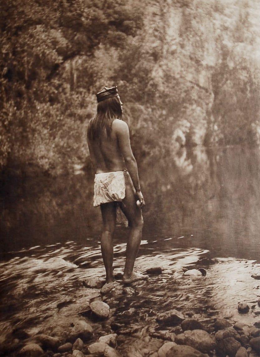 Black and White Photograph di Edward Curtis - L'Apache