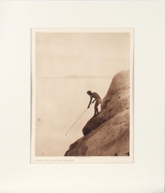 Antique "Fishing with a Gaff Hook - Paviotso" Photogravure of a Native American Man