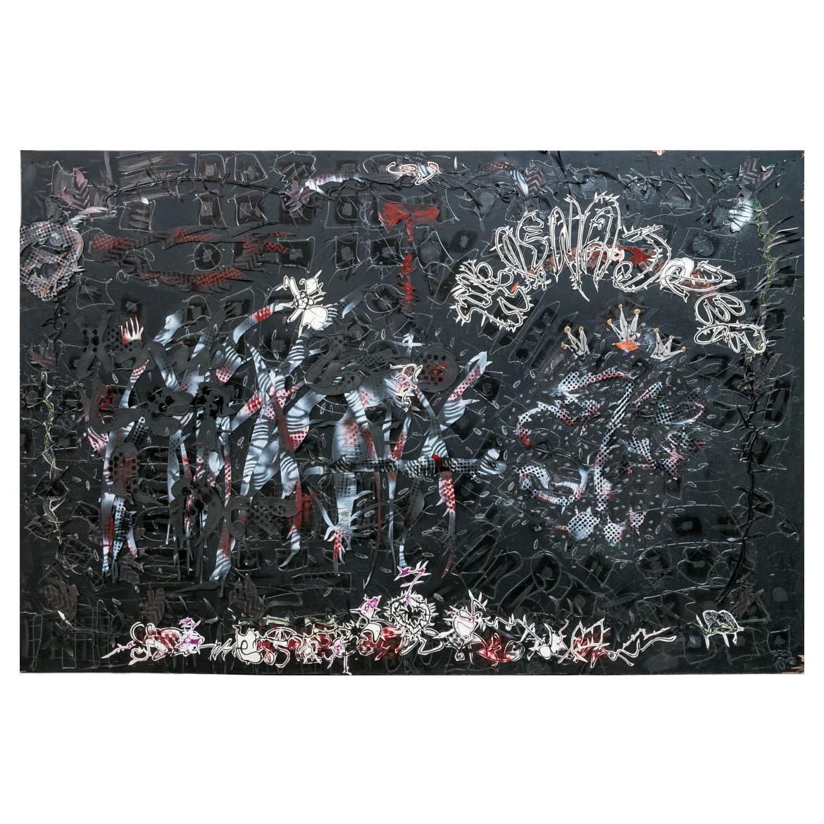 Edward Dabrowski Grande opera astratta a tecnica mista su Wood