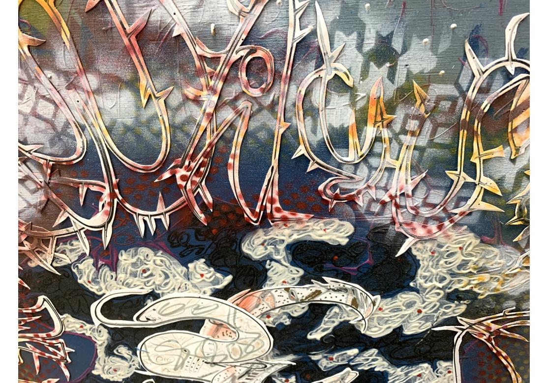Edward Dabrowski (artiste graffiti de New York), œuvre abstraite en techniques mixtes sur bois  en vente 7