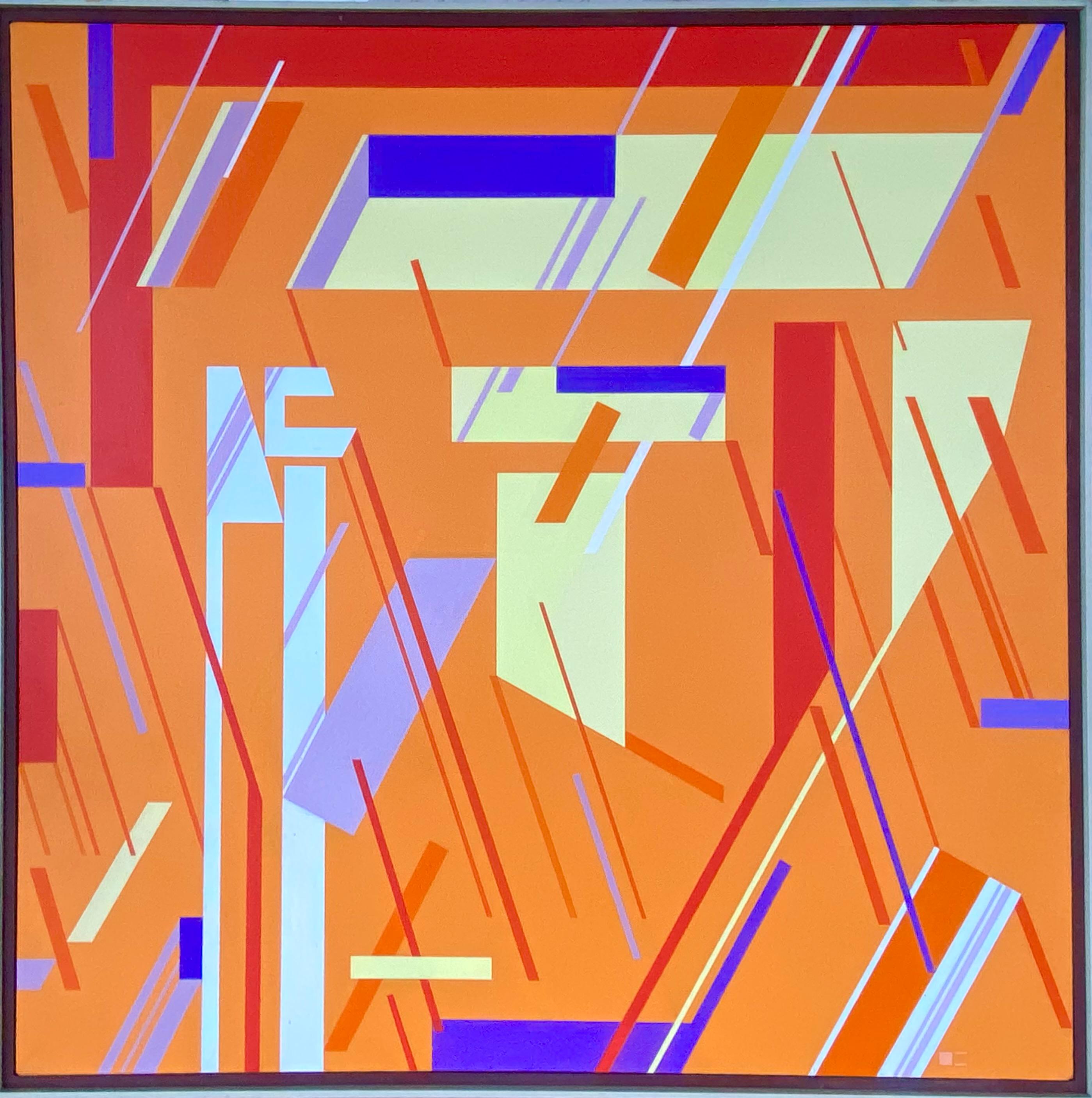 Abstrakt in Orange – Painting von Edward Darrell Crisp