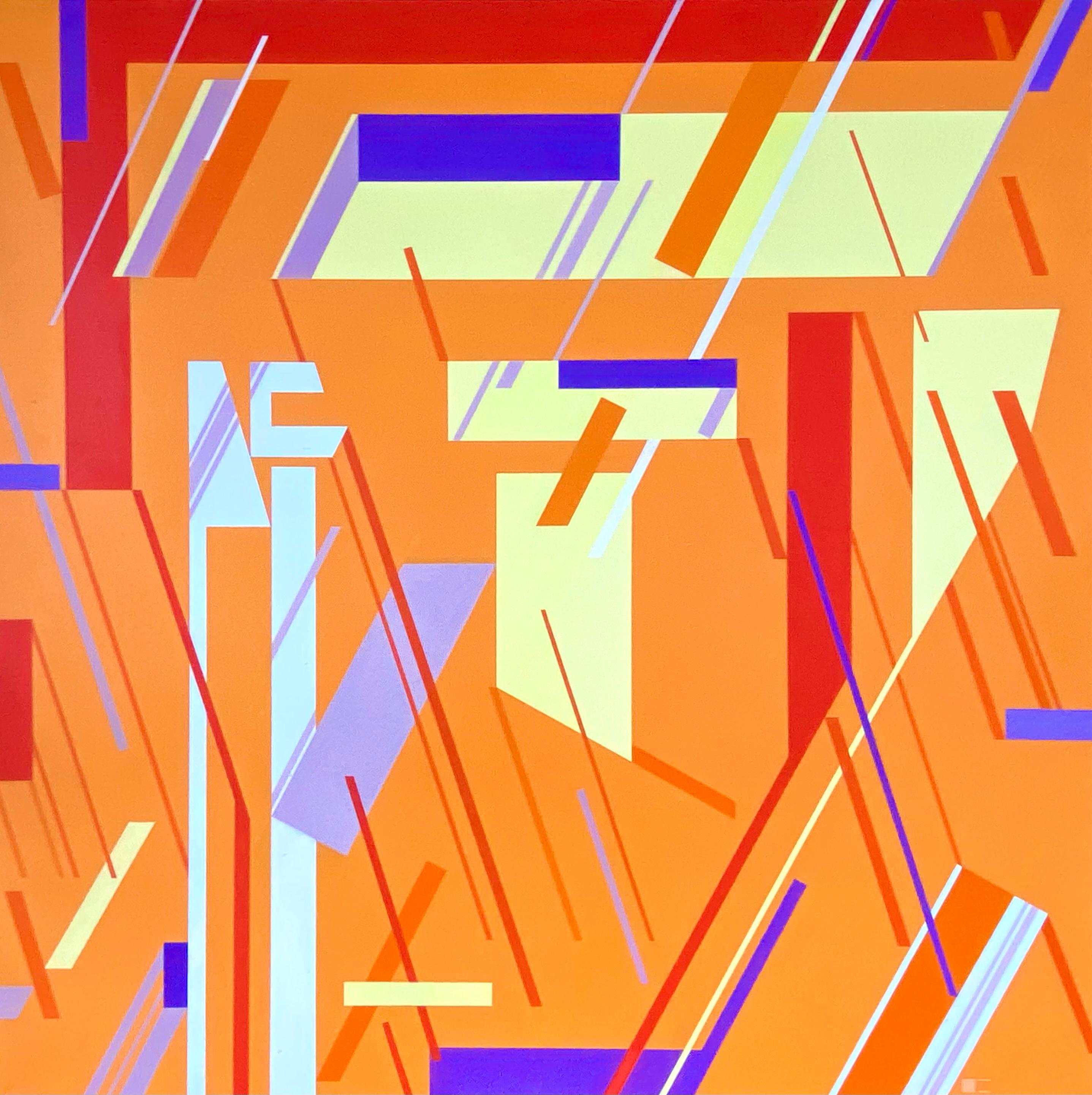 Abstrakt in Orange (Postmoderne), Painting, von Edward Darrell Crisp