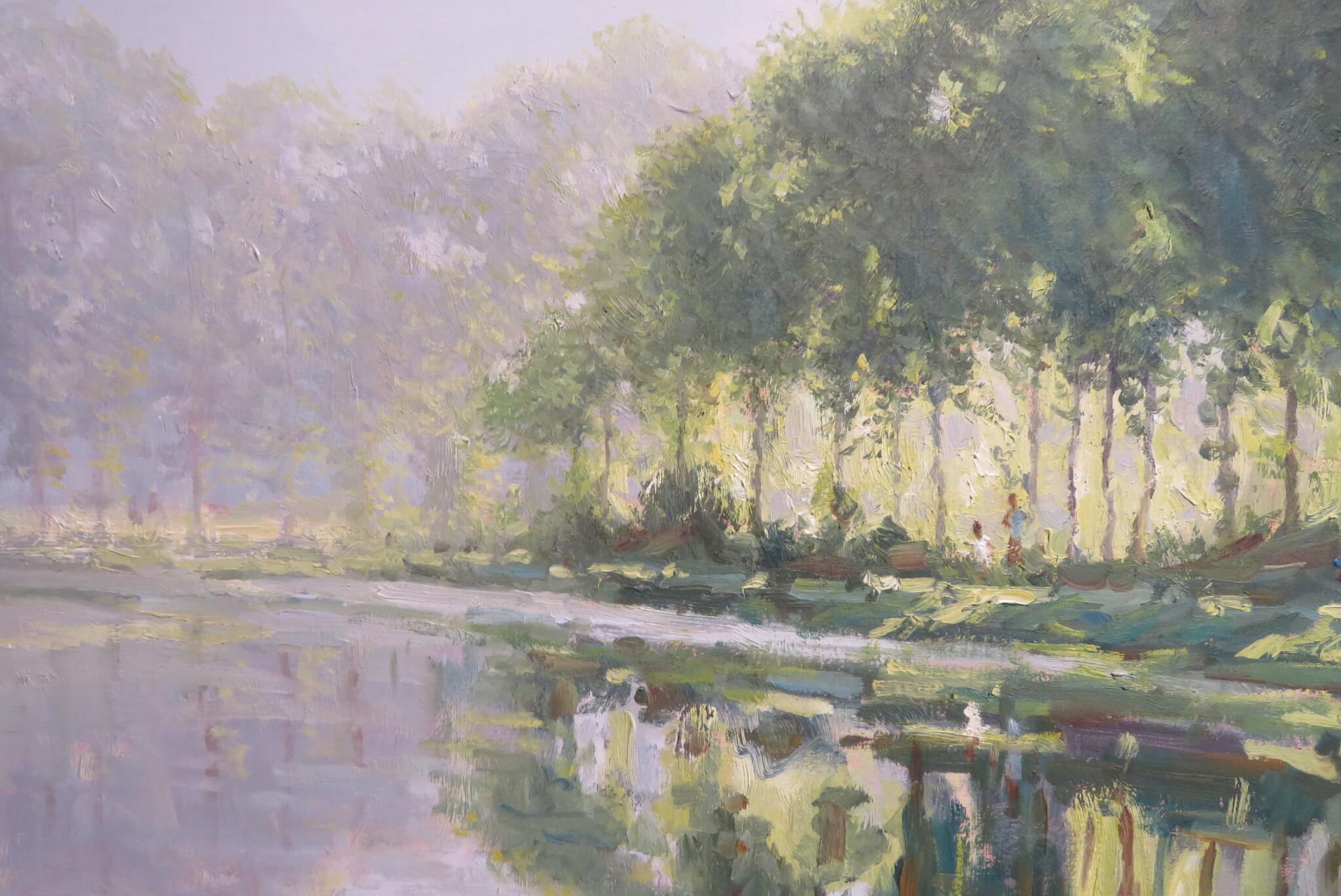 Post Impressionist FRANZÖSISCH Ölgemälde DRONNE FLUSSSZEENE FRANKREICH > Edward Dawson (Braun), Landscape Painting, von Edward Dawson 