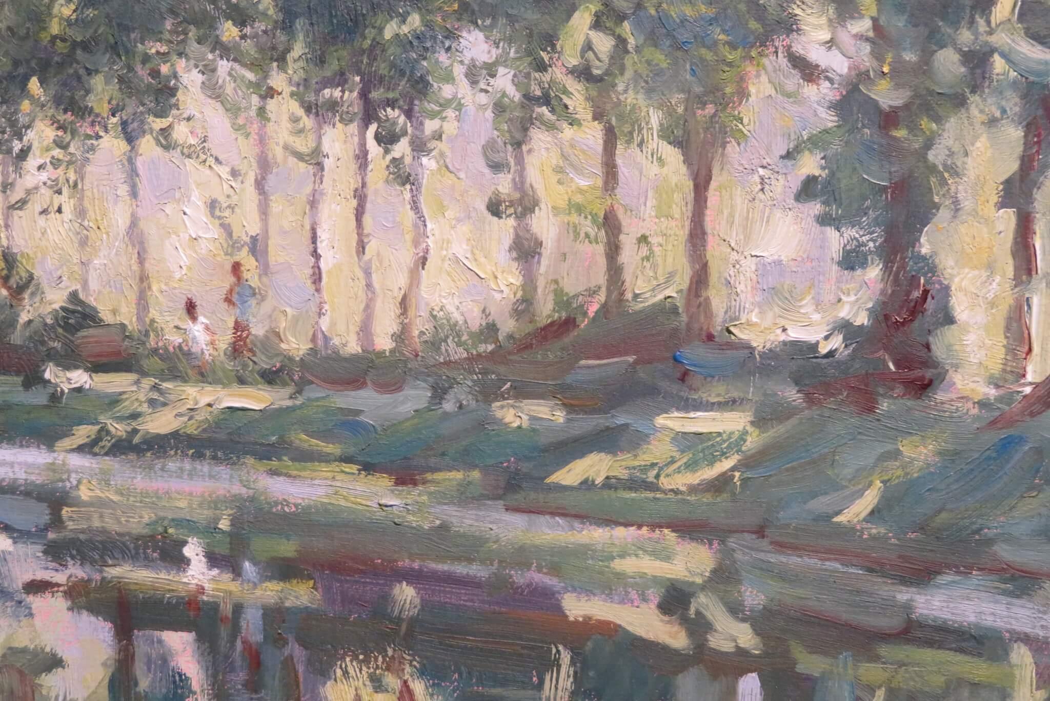 Post Impressionist FRANZÖSISCH Ölgemälde DRONNE FLUSSSZEENE FRANKREICH > Edward Dawson im Angebot 2