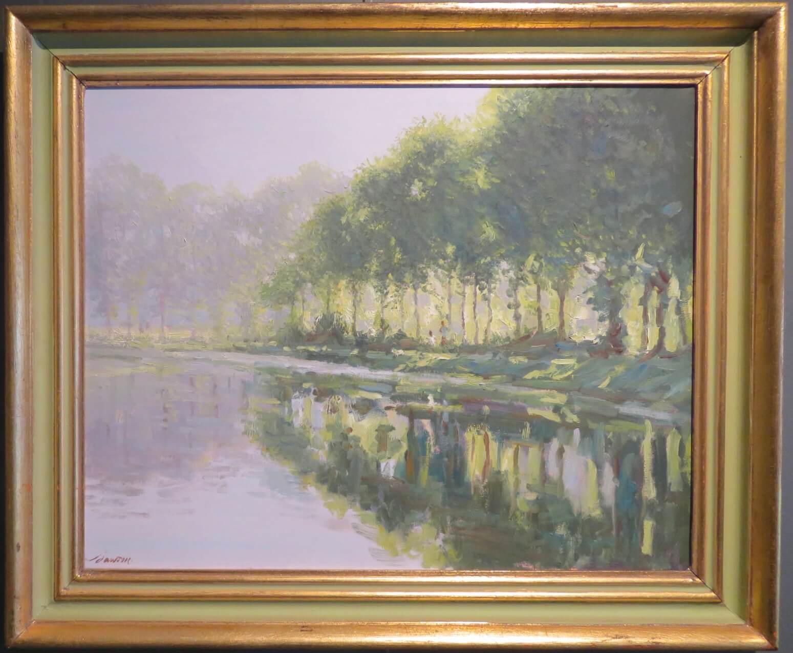 Edward Dawson  Landscape Painting – Post Impressionist FRANZÖSISCH Ölgemälde DRONNE FLUSSSZEENE FRANKREICH > Edward Dawson