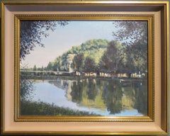 Edward Dawson NEAC (1941-99) French impressionist oil painting - Sunlit River